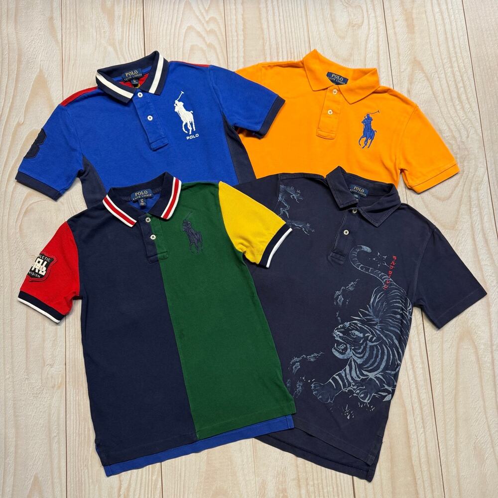 Lot of 4 Polo Ralph Lauren Boys Size S (8) Rugby Big Pony Collared Polo Shirt